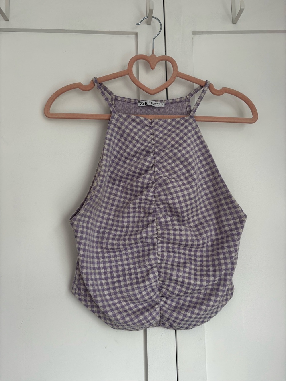 Zara Lavender Gingham Halter Top